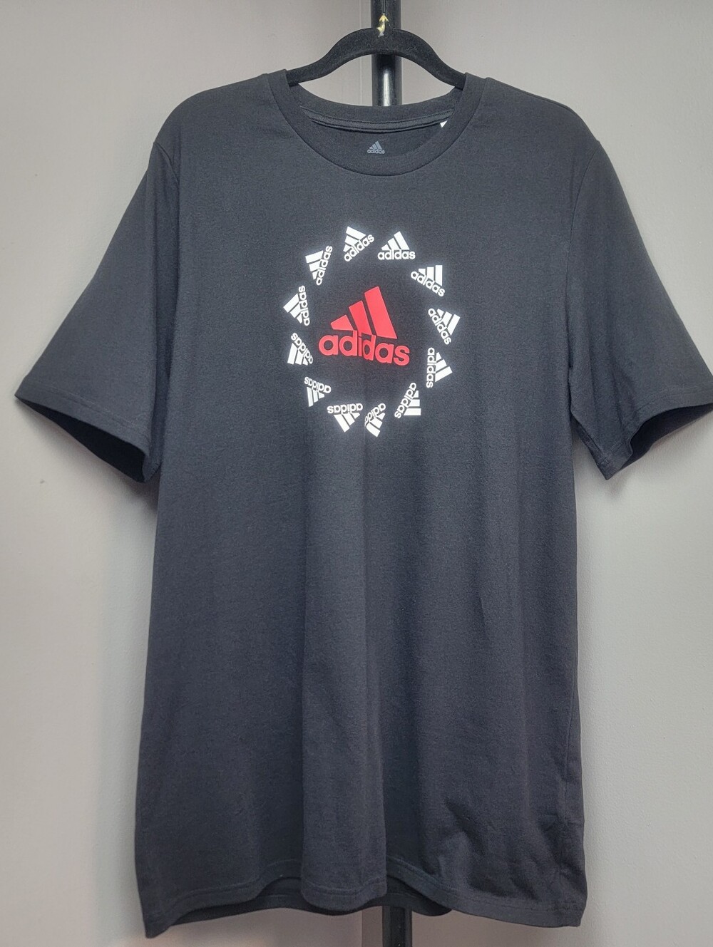 Adidas BRD LOVE GT Sport Graphic Tee T-Shirt Black White Red Mens Sz Large Tall